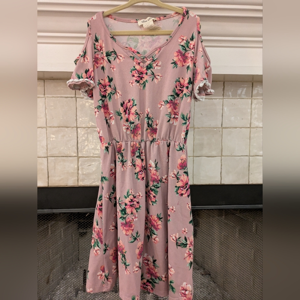 Shosho Pink and Green Ruffled Smocked Sundress